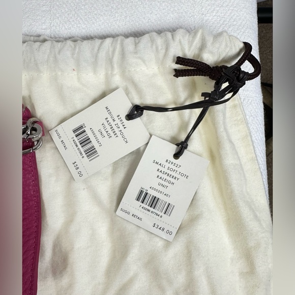 GUC Cole Haan Small Tote Raspberry Raleigh Unit B29527 & Medium Zip Pouch B29544 - Picture 12 of 12